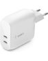 Belkin 40W Usb-c Pd Ac Charger Dual Usb-c Ports 20W Per Port Power Charging For Iphone 14 Or 13 Ipad Pro Galaxy Etc.