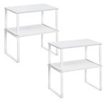 Songmics Cabinet Organizer Shelf Set Of 4 Kitchen Counter Shelves Kitchen Storage Spice Rack Stackable Expandable Metal And Engi