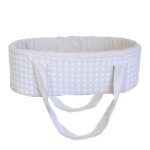 Newborn Carry Cot Gingham Small Beige Check Outside Portable Baby Bassinet