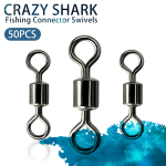 Crazy Shark 50PCS Stainless Steel Bearing Swivel Ring Fishing Line Hook Connector Fishing Accessories