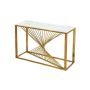 Carpi Sintered Stone Console Table In White With Gold Frame