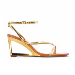Ankle Strap Wedge Sandal -gold