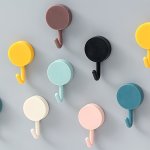 10PCS SET Self-adhesive Towel Hook Round Shaped Towel Cloth Hanger Hook Storage Accessories Bath Accessories
