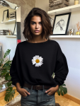 White Daisy Sweater - Black - Xlarge