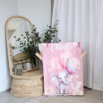 Themed Fleece Blanket Elephant Party Watercolor Happy Set