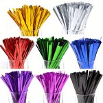 100PCS Metallic Twist Ties Coloured Spiral Ties For Cellophane Party Bag Cute Cones Birthday Candy Bag 8 Colours Available 10CM
