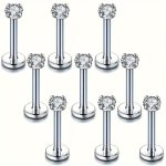 9PCS Tragus Piercing Stud Earrings Cubic Zirconia Nose Studs Helix Cartilage Earrings For Men