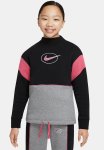Nike G Nsw Flc Ls Mock Top - Black Carbon Heather & Rush Pink