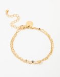 Waterproof Gold Plated Stainless Steel Dainty Cubic Zirconia Layered Bracelet