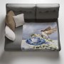 Bird In Floral Tea Set Light Weigt Fleece Blanket By Juanette Menderoi