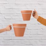 Ravi Wall Pot Holder - White - 16CM Inner Diameter + 18CM Terracotta Pot