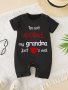 I'm Not Spoiled... My Grandma Just Loves Me " Cute Letter Print Baby Summer Short-sleeved Four-corner Climbing Suit Baby Boys And Girls Jumpsuit Soft