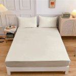 Continental 144TC Plain Viscose Sheeting Fitted Flat Standard & Pillowcase Sand