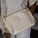 Genuine Leather Stud Detail Ssenger Bag - Stone Free