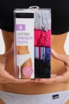 Branded 4 Pack Cotton Stretch Bikini Panties Assorted Box Pack