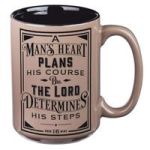 A Man& 39 S Heart Ceramic Coffee Mug In Brown - Proverbs 16:9