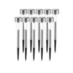 Set Of 10 Stainless Steel Solar Lawn Lamps 5.5 Outdoor Lighting