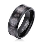 Men's Grey Wood Black Tungsten Ring - CRM009 - 11.5