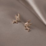 MINI Christmas Deer Design Stud Earrings Alloy Jewelry Embellished Wit Rhinestones Simple Elegant Style For Christmas Party Ear