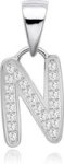 S925 Sterling Silver Alphabet Pendant With Swarovski Zirconia Letter N