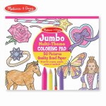 Melissa Jumbo 50-PAGE Kids' Coloring Pad - Horses Hearts Flowers And More