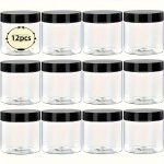 12 Pack 4OZ Plastic Jars With Lids - Airtight Clear Containers For Cosmetics Slime Lotions Creams Body Scrubs & Beauty Products