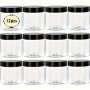 12 Pack 4OZ Plastic Jars With Lids - Airtight Clear Containers For Cosmetics Slime Lotions Creams Body Scrubs & Beauty Products - Black Lid Transparent Storage Organizers