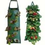 1 Pack Vertical Hanging Strawberry Planter Bag Multiple Pockets 4/6/8/10 Holes For Strawberries Tomatoes Peppers Herbs Durable Non-woven Material Green Space-saving Garden Solution 59.94CM