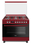 Ferre 90X60 6 Burner Premium Free-standing Gas electric Cooker Red F9S60E6.PRI