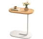 Bedside C-shaped Coffee Table With Wood Marble Top-ligth Walnut