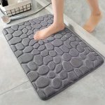 1PC Soft And Comfortable Memory Foam Bath Rug With Cobblestone Embossment - Rapid Water Absorbent And Washable - - Perfect For S