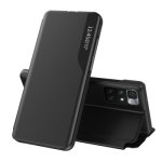 For Xiaomi Redmi 10 Side Display Magnetic Shockproof Horizontal Flip Leather Case With Holder Black