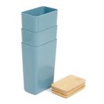 - 3 Piece Storage Container With Bamboo Lid - Blue