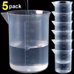 5PCS Measuring Cup 100ML Measuring Cup Transparent Plastic Scale Beaker Lab Chemical Laboratory Cups Measuring Cup For Resin Wat