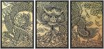 WALL26 - 3 Piece Framed Canvas Wall Art - The Old Pattern Of Dragon - Modern Home Art Stretched And Framed Ready To Hang