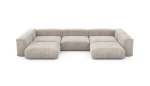 U-shape Sofa - Cord Velours - Platinum - 377CM X 241CM