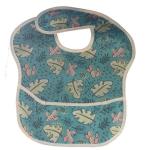4AKID Waterproof Baby Bib With Crumb Catcher - Assorted Designs - Pink & Blue Paisley
