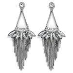 Silver Tone Crystal & Chain Tassel Drop