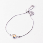 Amber Crystal Silver Lariat Chain Bracelet - Amber