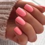 24PCS Set Of Medium Square Press-on Nails In Glossy Pink - Solid Color Full Cover Acrylic Fake Nails For Women & Girls