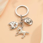 Western Cowboy Keychain Horse And Cowboy Hat With Horseshoe Charms Durable Key Ring For Keys And Accessories