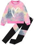 Girls 2 Piece Outfits Toddler Girl Clothes Tie Dye Sweatsuits Long Sleeve Pullover Sweatshirt Sweatpants Athletic Tracksuits Cau