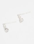 Sterling Silver Cubic Zirconia Princess Cut Drop Earrings