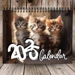 New 2025 Calendar Cute Cat Calendar Three Kittens Calendar Christmas And New Year Calendar