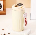 Zs - Insulated Coffee With Temperature Display Stainless Steel Tumbler 400 Ml - White