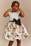 Bow-detail Printed Dress - White Teddy Bears