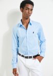 Polo Christian Long Sleeve Slim Fit Strtch Shirt - Light Blue