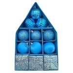 Plastic Christmas Decoration Balls Blue 12 Piece