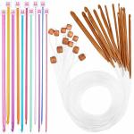 23 Pieces Tunisian Crochet Hooks Set 3-10 Mm Cable Bamboo Knitting Needle With Bead Carbonized Bamboo Needle Hook 2-8 Mm Assorte