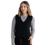 Ribbed Knit Waistcoat - Black Free